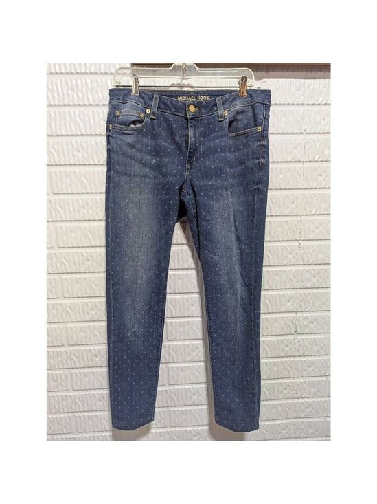 Michael Kors Denim - Michael Kors Women's Blue Medium-Wash Polka Dot Denim Jeans Pre-Loved Size 8